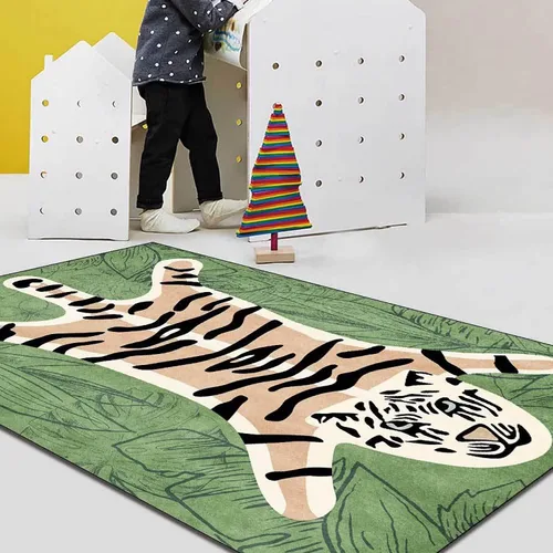 Vista 31 de Alfombra vintage de estilo bohemio con diseño de tigre para puerta de baño, 2 x 3 pies, alfombra pequeña para dormitorio, lavable, tapete de tigre