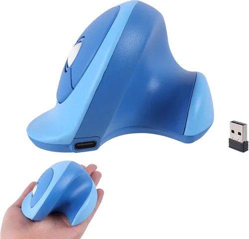 Vista 8 de Ratón inalámbrico ergonómico vertical con Bluetooth y receptor USB de 2.4 GHz, 3 botones, recargable, silencioso, portátil, óptico, inalámbrico