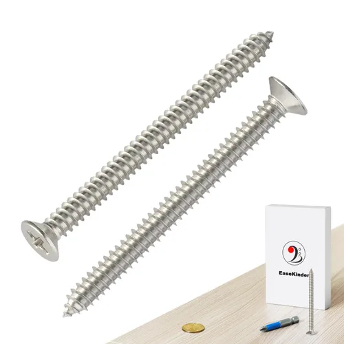 Vista 16 de Tornillos para madera, 120 tornillos Phillips de cabeza plana, tornillo de acero inoxidable 304 con kit de avellanado de madera ajustable (#4 x 1)