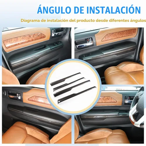 Vista 7 de Tira de decoración para panel de reposabrazos de puerta interior de coche compatible con Toyota Tundra 2014-2020 Accesorios de cubierta protectora