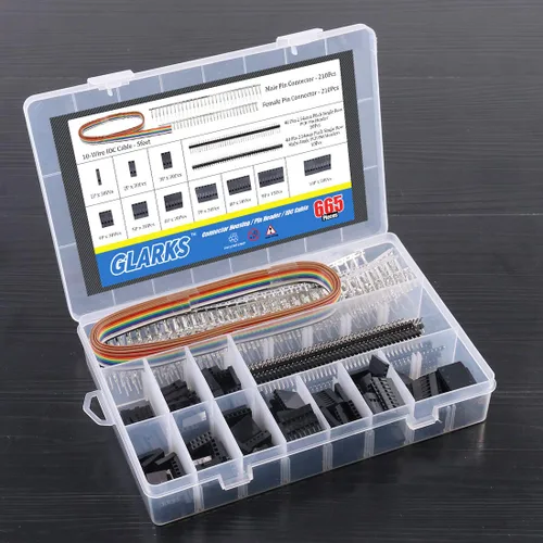 Vista 5 de Carcasa de enchufe Dupont enchufe macho/hembra 40 clavijas cabezas de pasador de 2,54 mm y juego de variedad de 10 cables y alambres IDC, cable
