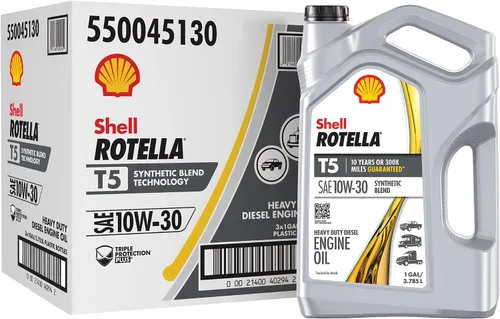 Vista 9 de Shell Rotella Aceite de motor diesel T5 Synthetic Blend 10W-30, 1 galón