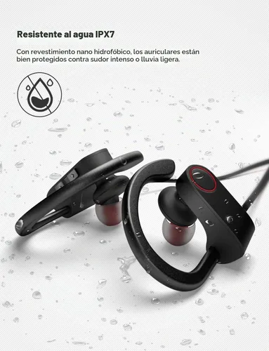 Vista 3 de Auriculares Bluetooth, auriculares inalámbricos IPX7 impermeables deportivos con micrófono HD estéreo a prueba de sudor, auriculares intraurales
