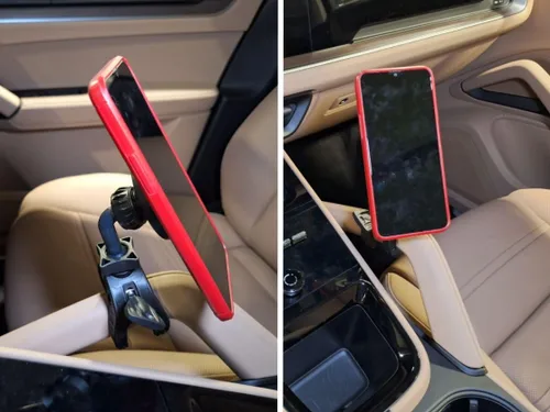 Vista 2 de Soporte de consola para Porsche Cayenne - Abrazadera Magnético Compatible con Magsafe Accesorio interior perfecto o un regalo