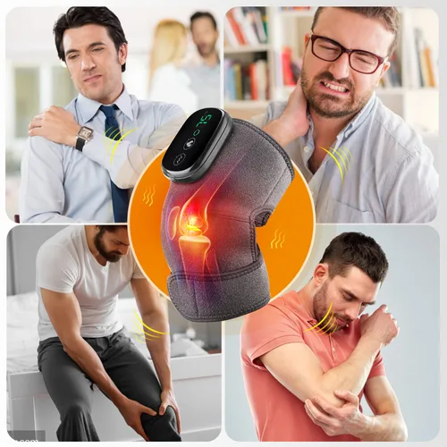 Vista 7 de Masajeador de rodilla calentado, almohadillas térmicas de hombro, coderas 3 en 1 con vibración, calentadores de rodilla recargables inalámbricos