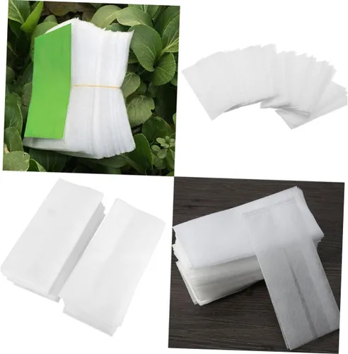 Vista 3 de 200Pcs Non-Woven Plant Grow Bags, White Biodegradable Nursery Pots