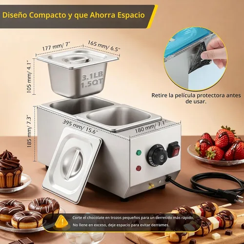 Vista 6 de Dyna-Living - Olla de chocolate para derretir 2 tanques de chocolate 1000W Chocolate Melter Pot for Melting Chocolate Candy, Electric Chocolate