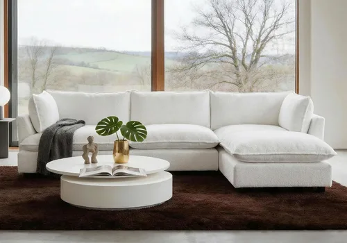 Vista 41 de Iroomy Oversized Modular Sectional Sofa, Chenille Cloud Couch, Deep Comfy Seat, 4-Seater Sofas, Couches, Living Room, Beige