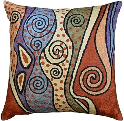 Vista 18 de Klimt - Funda de almohada moderna azul para sofá Almohadas contemporáneas azules Cojín de silla moderno abstracto Almohada moderna