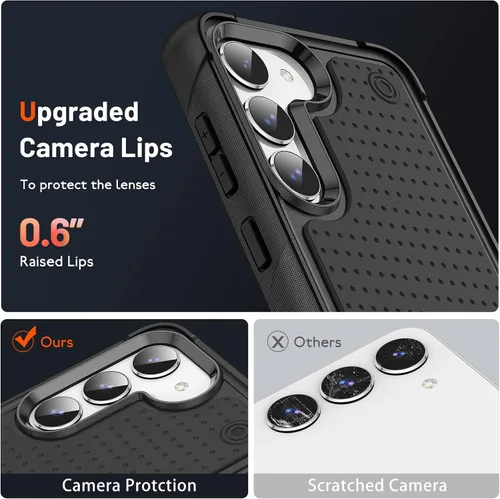 Vista 7 de Asuwish Funda protectora para Samsung Galaxy S23 5G con protector de pantalla de vidrio templado y accesorios de celda, protección de doble capa