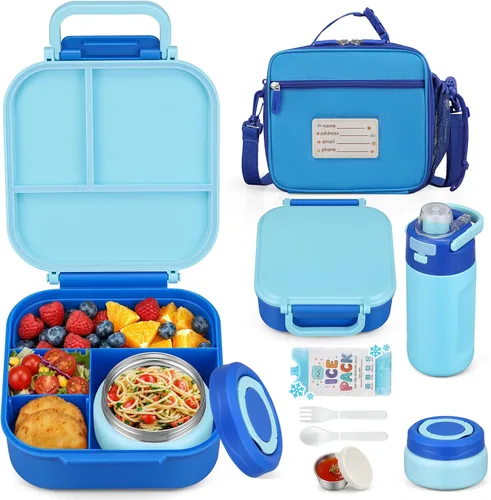 Vista 15 de Itslife Caja Bento para niños, contenedor de comida aislado, lonchera para niños, termo de 7 onzas para comida caliente, botella de agua térmica