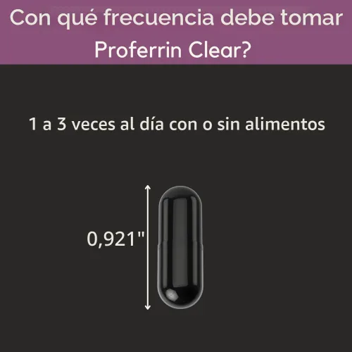Vista 3 de Proferrin Clear Suplemento de Hierro Hemo, 90 Cápsulas - Absorción Superior, Suave para el Estómago, Natural, Hecho en EE.UU