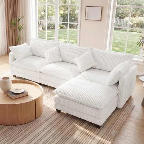 Vista 11 de Vesgantti Sofá de nube de 74 pulgadas para sala de estar, sofá modular de 2 plazas, sofá modular de pana de doble cojín, sofás pequeños de pana
