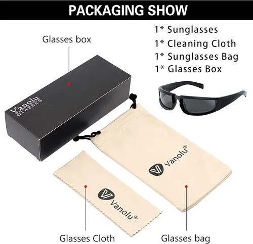 Vista 7 de Gafas de sol envolventes de moda para hombres y mujeres, lentes de sol rectangulares gruesos y gruesos