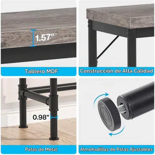 Vista 6 de Tribesigns Mesa consola extra larga de 70.9 pulgadas para entrada, mesa de sofá larga estrecha detrás del sofá, mesa de pasillo gris rústica, mesa