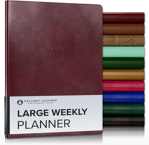 Vista 68 de Gallery Leather Planificador Semanal y Mensual Grande 2025-2026, Calendario Planificador y Cuaderno Elegantemente Encuadernado con Elegantes Bordes