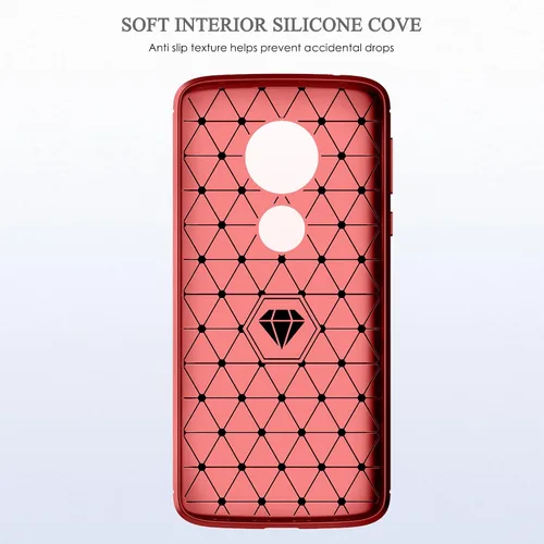 Vista 4 de Asuwish Funda protectora para Moto E5 Plus E 5 Supra con protector de pantalla y accesorios de celda de TPU suave delgada y suave, Motorola E5+ Rojo