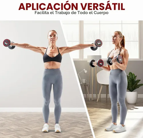 Vista 5 de Sunny Health & Fitness Premium Round Dumbbells for Strength Training 5-50 lb 9.9 lbs (par)