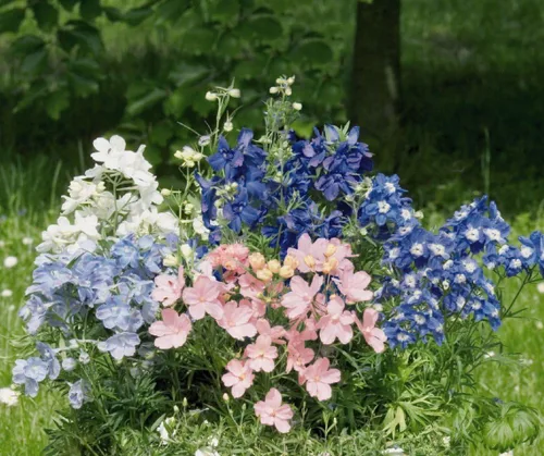 Vista 2 de Semillas Enanas Larkspur Mix- Bajo Delphinium - Flores anuales para plantar - Sin OMG