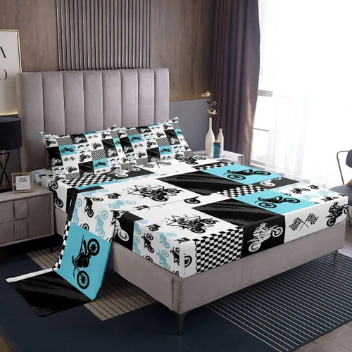 Vista 11 de Feelyou Juego de sábanas de auto de carreras, tamaño individual, juego de cama de coche deportivo de velocidad para niños y niñas, sábana bajera