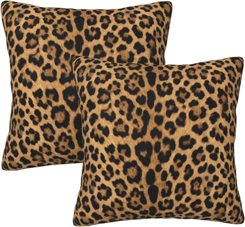 Vista 17 de Fiokroo Juego de 2 fundas de almohada de leopardo negro, fundas de almohada cuadradas para sofá, dormitorio, sala de estar, automóvil, 16 x 16