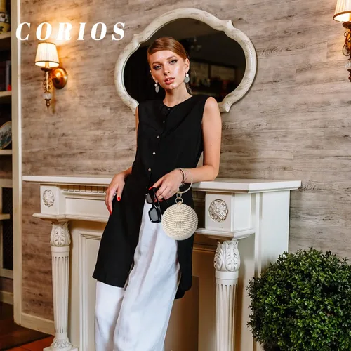 Vista 2 de Bolso de noche para mujer, bolso de mano redondo con cuentas de perlas, bolso de mano con diamantes de imitación