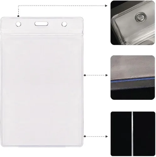 Vista 5 de Paquete de 10 portatarjetas de identificación resistentes con cremallera resellable, resistente al agua, soporte para tarjetas de identificación
