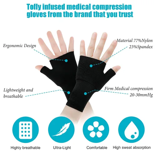 Vista 2 de Geyoga 4 fundas de soporte de muñeca para hombres y mujeres, uso diario, muñequera de compresión, túnel carpiano para aliviar el dolor de mano, Negro