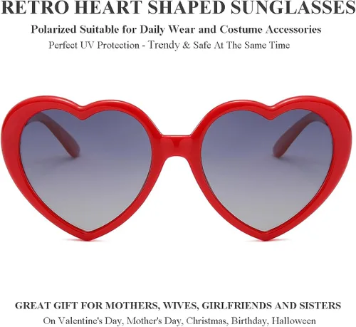 Vista 2 de Gleyemor Gafas de sol polarizadas en forma de corazón para mujer, gafas de moda, accesorios de moda