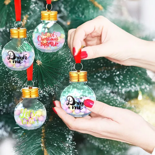 Vista 5 de Dingion 12 piezas de adornos de bola de alcohol de Navidad, adornos de árbol de Navidad, bolas de bebida de Navidad, bolas de bebida festivas