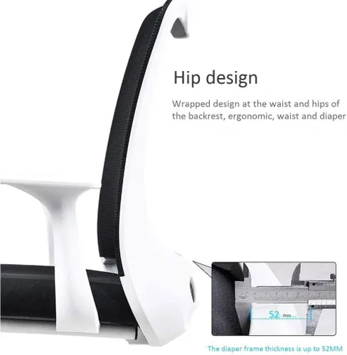 Vista 3 de Silla de oficina ergonómica giratoria de malla negra con respaldo medio con soporte lumbar ajustable y reposabrazos