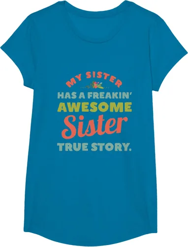 Vista 46 de Camiseta My Sister Has A Freakin Awesome Sister True Story, Negro, S