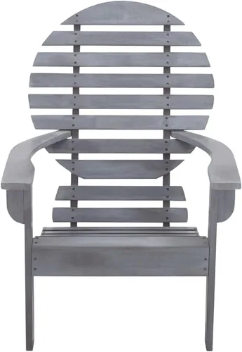 Vista 3 de Silla Adirondack de madera de acacia maciza, gris, 27.2 pulgadas de ancho x 35.0 pulgadas de alto, acabado desgastado, para asientos al aire libre