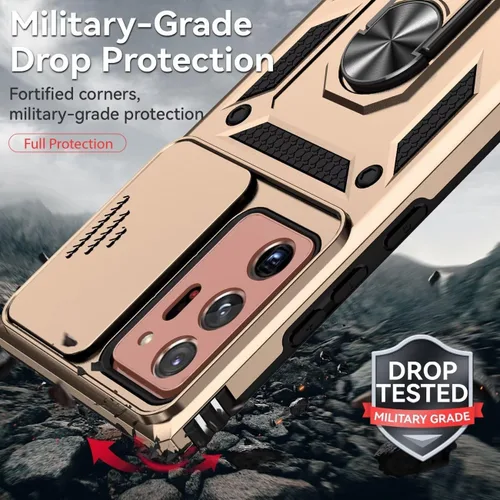 Vista 7 de Funda para Galaxy Note 20 Ultra, Samsung Note 20 Ultra SM-N986U con protector de pantalla de vidrio templado y cubierta de cámara deslizante, Oro