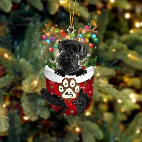 Vista 154 de Adornos personalizados de Pug cervatillo – Decoración personalizada para árbol de Navidad con patas de bolsillo de nieve