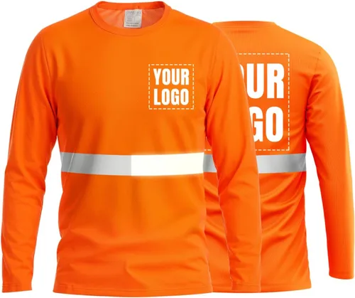 Vista 17 de La alta visibilidad reflexiva de las camisetas de la seguridad del logotipo de encargo Hola Vis de Verde neón - Estilo 8