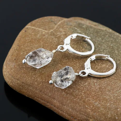 Vista 36 de Aretes de aro de cristal afganita natural Piedras afganas de alto grado Aretes chapados en plata Gota lisa Joyas de piedras preciosas hechas