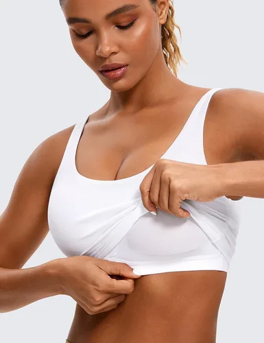 Vista 4 de CRZ YOGA Butterluxe - Brasier deportivo con espalda en U para mujer, brasier de yoga acolchado, camiseta corta para entrenamiento, con brasier