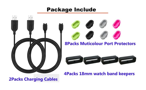 Vista 2 de Paquete de 2 cargadores para Garmin vivoactive 4S/Rey/Captain Marvel/Appraoch X10, cable de sincronización de datos con clip de carga, añade 4