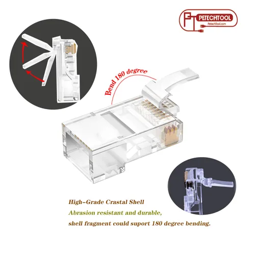 Vista 4 de Conectores de paso RJ45 Cat5 Cat6 8P8C Ehternet Enchufe de extremo modular (50 piezas)