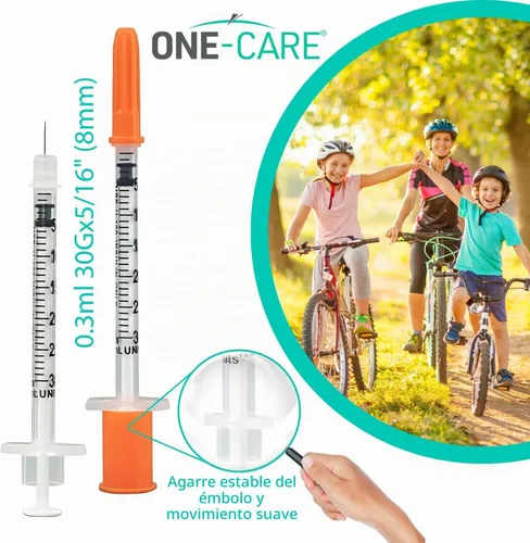 Vista 7 de ONE-CARE Jeringa 0.01 fl oz/cc, 30G x 5/16" (8mm), tapa naranja, 100pcs/box