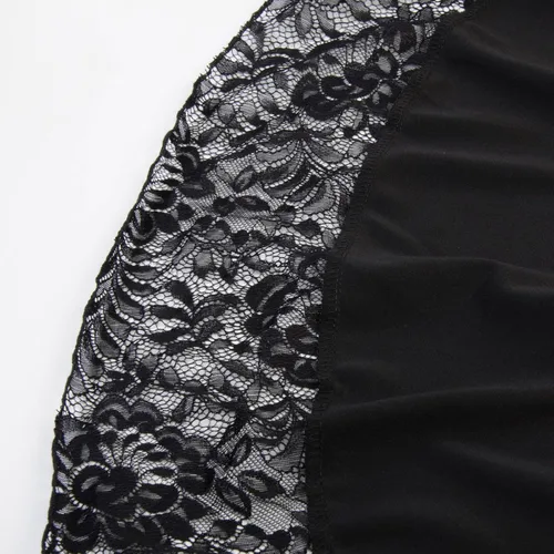 Vista 4 de symoid Falda gótica steampunk para mujer, falda asimétrica plisada gótica con dobladillo de encaje floral