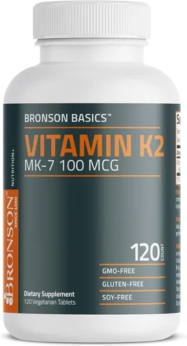 Vista 5 de Bronson Vitamina K2 MK-7 100 MCG, K2 como menaquinona MK7, soporte óseo sin OMG, 120 tabletas