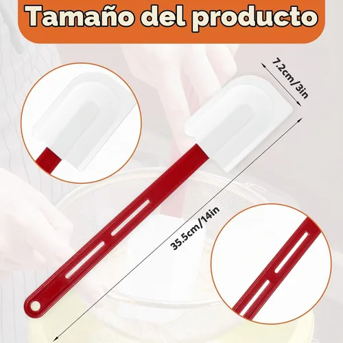 Vista 2 de 4 espátulas de silicona de 14 pulgadas de alta temperatura, resistente al calor, espátula de silicona comercial resistente al calor de 500 °F