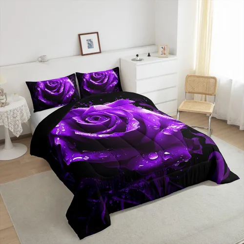 Vista 143 de Erosebridal Juego de edredón de hojas de cannabis, juego de ropa de cama de marihuana con estampado colorido de plantas, decoración bohemia de 2