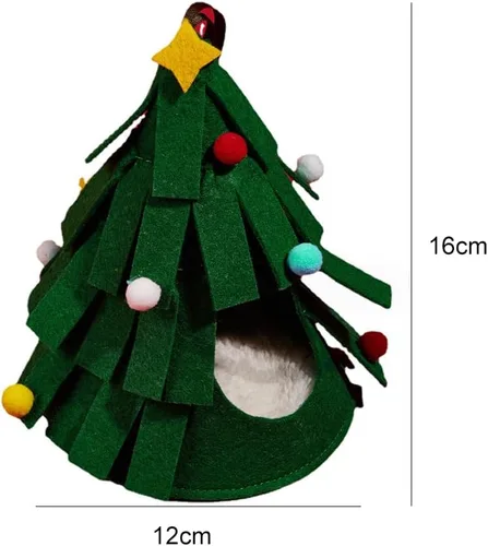 Vista 2 de Juego de 5 piezas de hámster para masticar, árbol de madera, decoración de hábitat, sombrero de Navidad para chinchillas de animales pequeños
