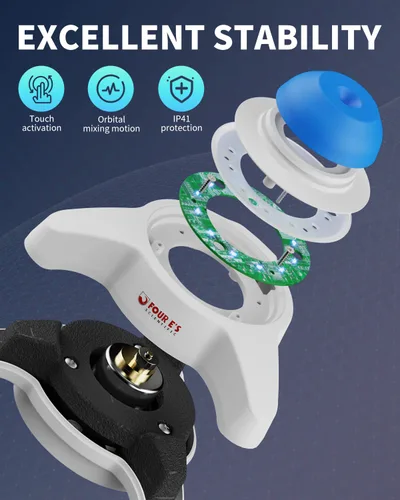 Vista 3 de Mezclador Mini Vortex con Tapa de Silicona Intercambiable Extra, Shaker Lab Vortex con Función Táctil, 5600rpm, Diámetro Orbital de 6mm, para Azul
