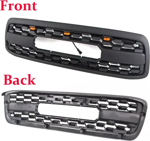 Vista 6 de Rejilla frontal compatible con pastillas Tundra Base/Limited/SR5 2000 2000 2001 2002, estilo TRD con luces LED, parrilla frontal ABS, negro mate
