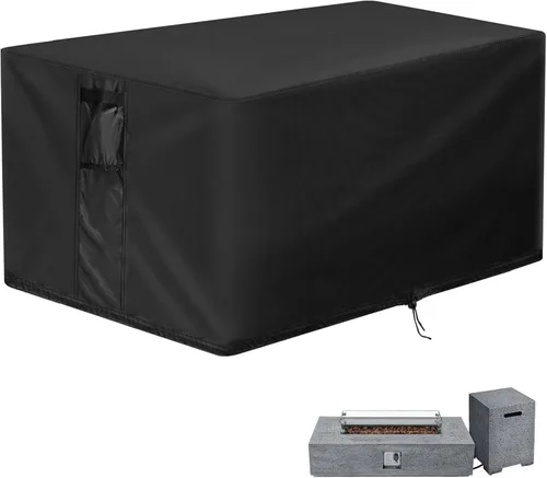 Vista 10 de Cubierta rectangular para hoguera, fundas rectangulares de 32 pulgadas, cubierta de mesa impermeable para fogata de gas, 32 x 20 x 16 pulgadas