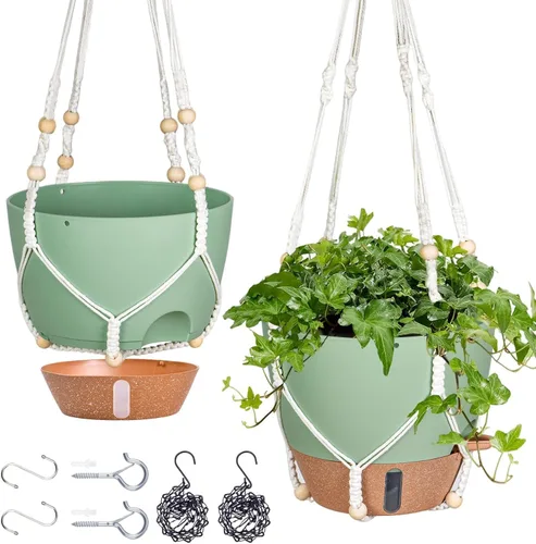 Vista 15 de Maceta colgante de riego automático de 8 pulgadas para plantas de interior Negro